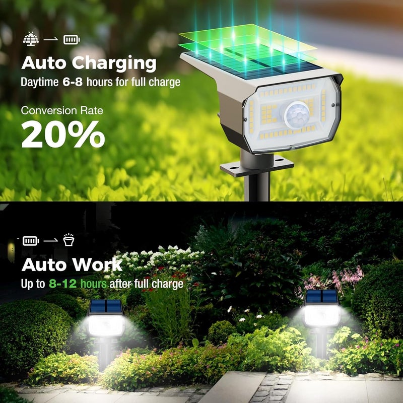 nipify 6 Pack Solar Lights Outdoor Waterproof, Motion Sensor Spot Lights 3 Modes Solar Powered Spotlights 2-in-1 Auto On/Off Landscape Lighting for Outside Yard Wall Garden, Cool White - Image 2